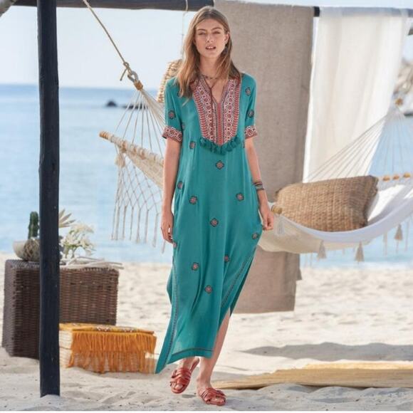 Sundance Paradise Memories Embroidered Maxi Dress Size Small - Picture 2 of 7